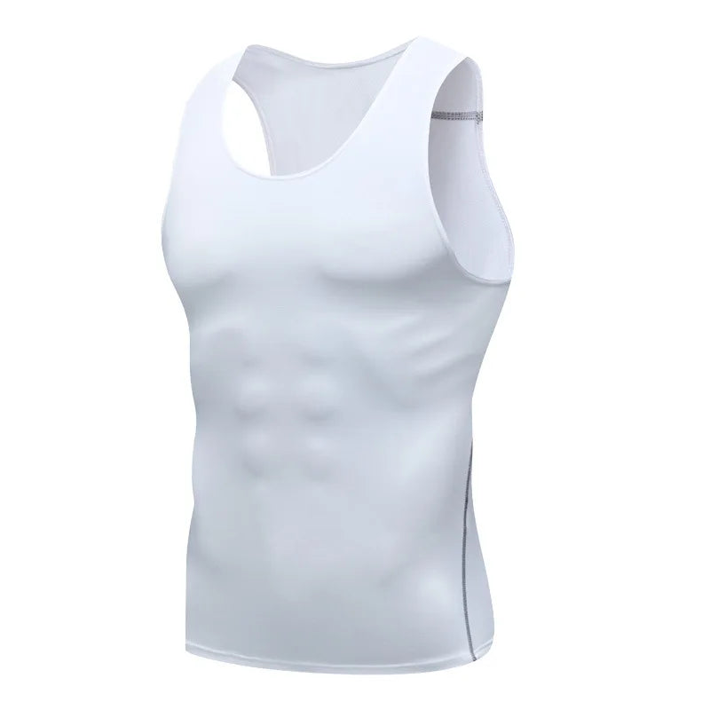 Men's Gyms Clothing Sports Fitness Tank Top Quick Dry Vest Workout Running Sportswear Tops Round Neck Sports Shirt