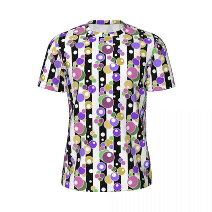 Gym T Shirt For Mens Retro Dots And Stripes T Shirts Fashion Blue Line Design Summer Tees O Neck Basic Graphic Clothes Plus Size