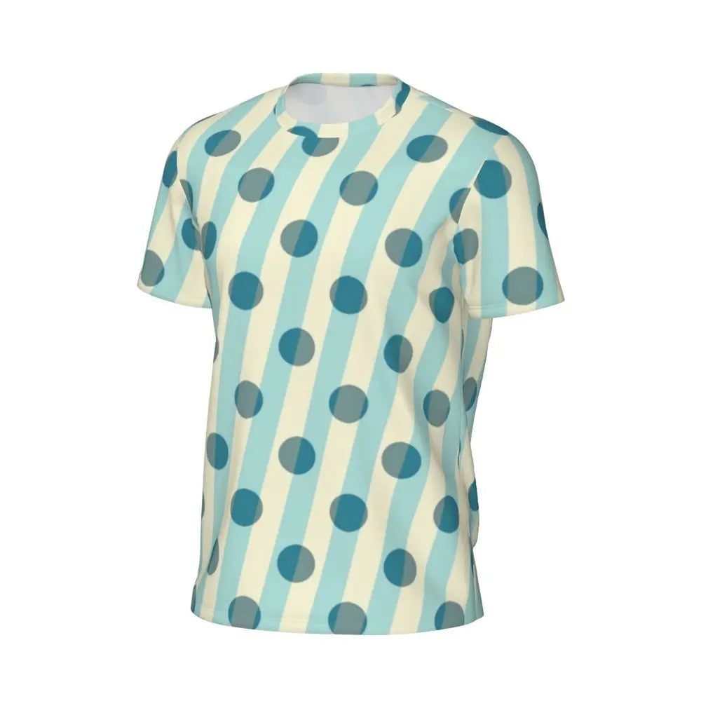 Gym T Shirt For Mens Retro Dots And Stripes T Shirts Fashion Blue Line Design Summer Tees O Neck Basic Graphic Clothes Plus Size