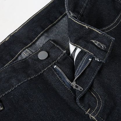 Women's Slim Fit Flared Jeans Y2K Vintage Low Rise Stretch Denim Pants with Embroidery Distressed Style for Everyday Outfits