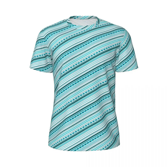 Gym T Shirt For Mens Retro Dots And Stripes T Shirts Fashion Blue Line Design Summer Tees O Neck Basic Graphic Clothes Plus Size