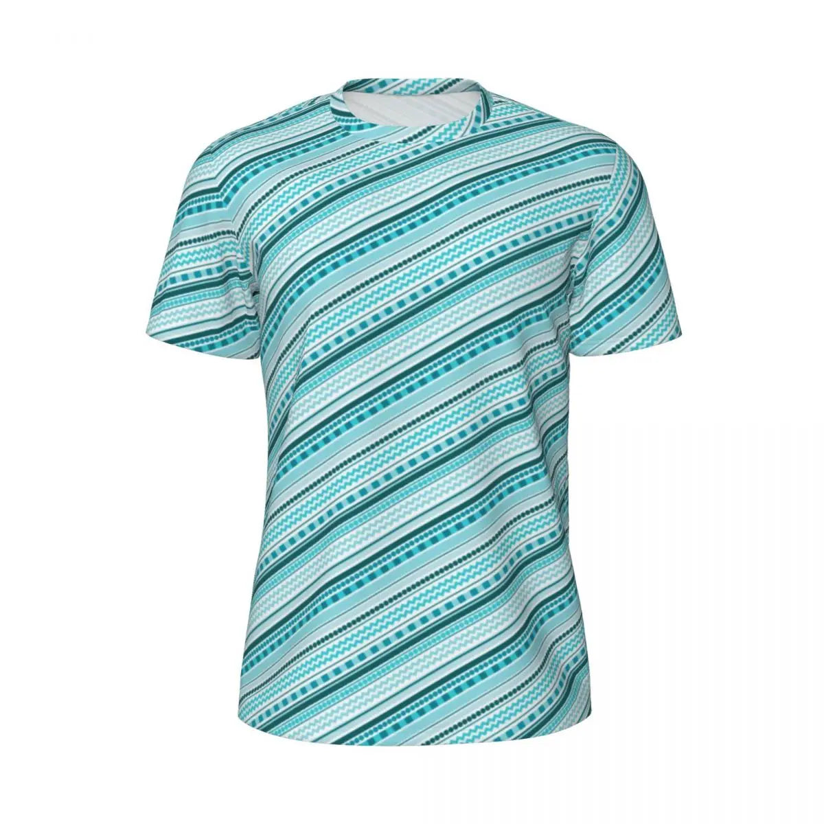 Gym T Shirt For Mens Retro Dots And Stripes T Shirts Fashion Blue Line Design Summer Tees O Neck Basic Graphic Clothes Plus Size
