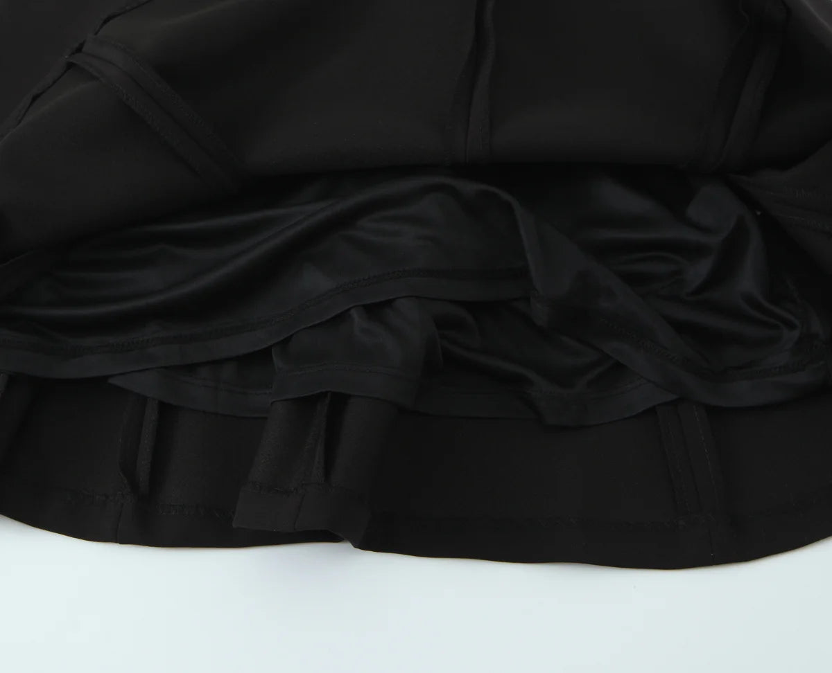 HH Women's New Fashion Mini Dress White Black V-Neck Backless Zipper Decorate Female Summer Sexy Chic Sleeveless Dresses