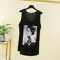 Women Long Tank Tops O-Neck Fashion Print Beauty's Head Casual Loose sleeveless T-shirt streetwear camis tops
