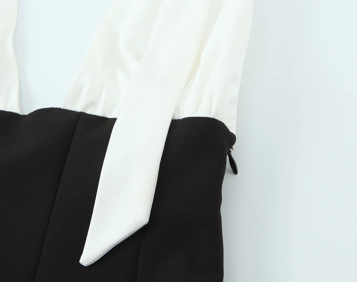 HH Women's New Fashion Mini Dress White Black V-Neck Backless Zipper Decorate Female Summer Sexy Chic Sleeveless Dresses