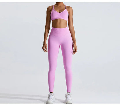 Gym Clothes Women 2 Pcs Yoga Set Breathable Sports Bra High Waist Leggings Women's Tracksuit Sportswear Fitness Suit Activewear
