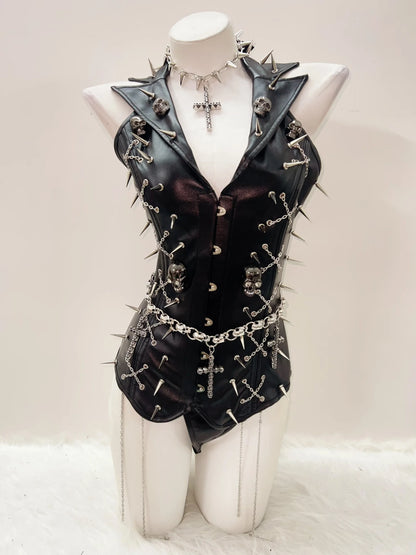 Skull Tank Tops Rivets  tops Cross Tank Tops y2k clothes y2k crop top Gothic Tank Tops Punk Tank Tops sexy top harajuku fashion