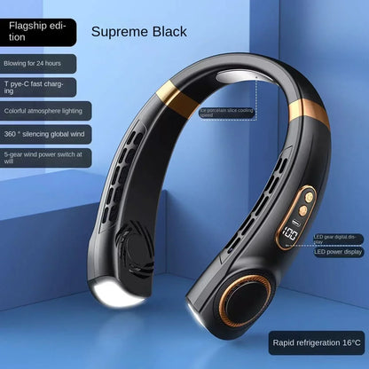 XIAOMI Charging Neck Fan 5 Speed Portable Digital Display 4000mAh Rechargeable Bladeless Electric fan Air Conditioner For Sport