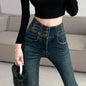 winter warm thick fleece woman's jeans with high waist jeans woman mom jeans women's jeans for women jean femme clothe black