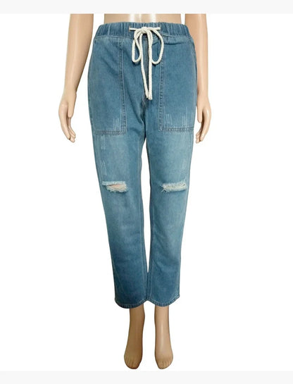 2024 Harem Pants Vintage Mid Waist Jeans Women Boyfriend Ripped Jeans summer Casual Mom Jeans Cowboy Denim Pants Ladies Jeans