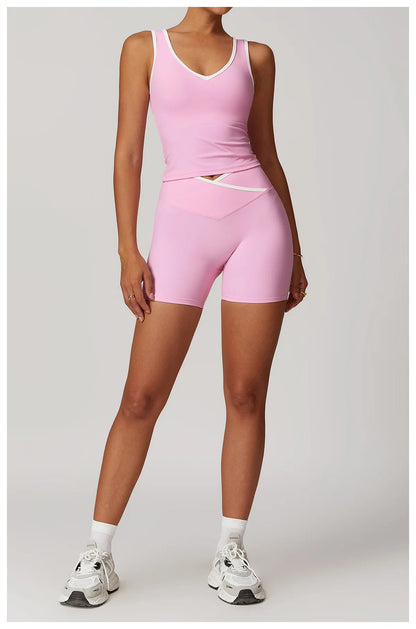 Women Gym Clothes Yoga Suits High Waist Two Piece Set Gym Leggings Yoga Sportswear Fitness Vest Crop Top Tracksuits Sports Bra