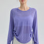 Thin Sunscreen Clothes Yoga Loose Top Drawstring Long Sleeve T-shirt Women's Gym Outdoor Exercise Clothing