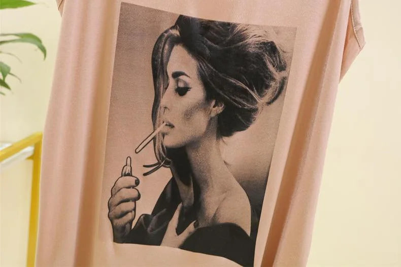 Women Long Tank Tops O-Neck Fashion Print Beauty's Head Casual Loose sleeveless T-shirt streetwear camis tops