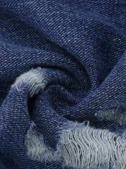 Women Men Denim Pants Casual Ripped Loose Straight Leg Jeans Trousers Trendy Bottoms for Streetwear