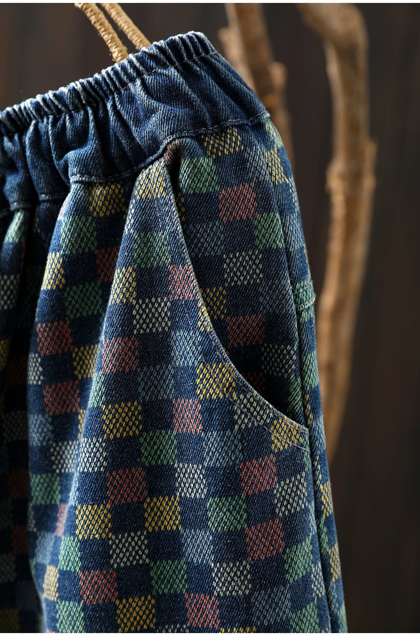 Women Casual Boyfriend Jeans New Arrival 2025 Autumn Vintage Style Plaid Pattern Loose Female Denim Harem Pants M1854