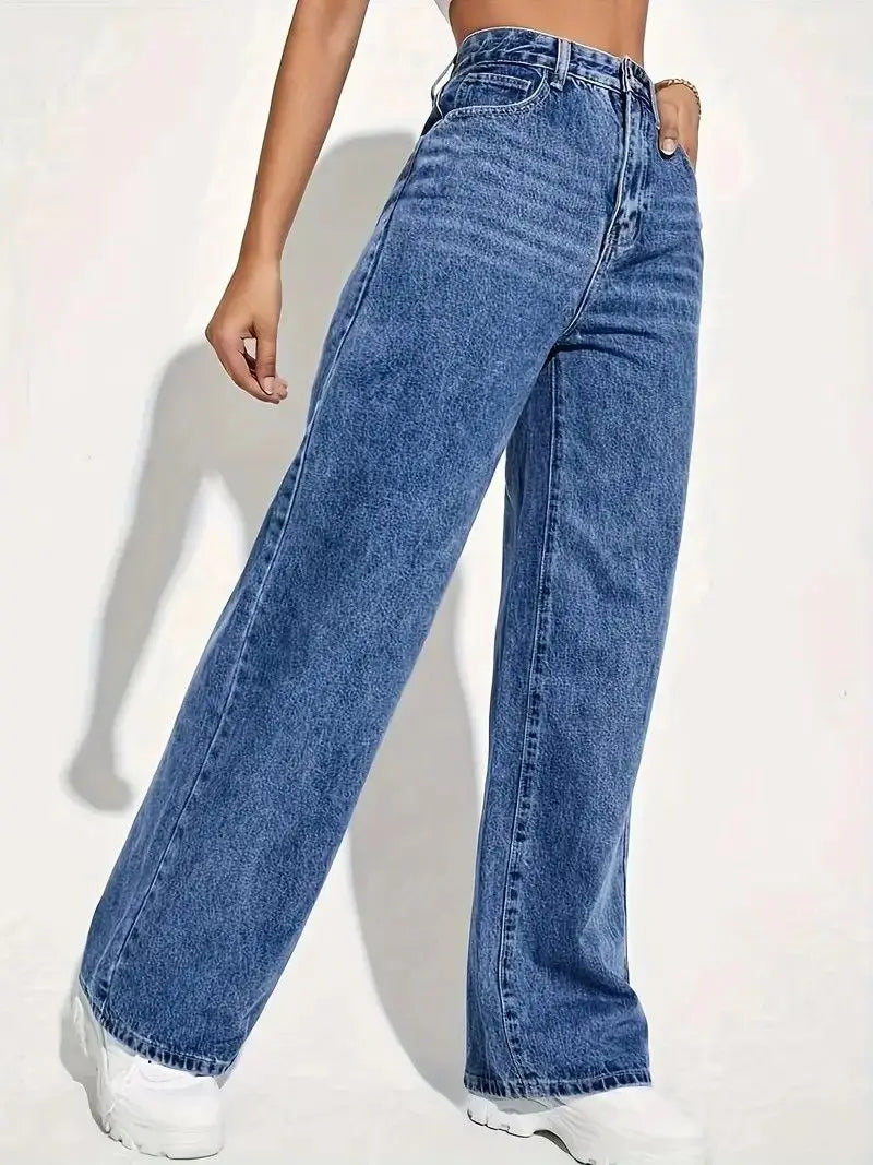 Spring 2026 New High Waist Straight Slim Jeans Women Mopping Wide Legs European and American Loose Jeans