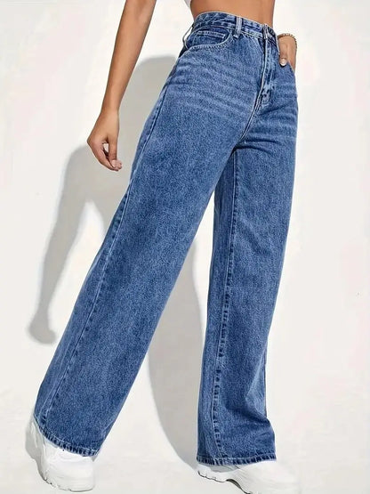 Spring 2026 New High Waist Straight Slim Jeans Women Mopping Wide Legs European and American Loose Jeans