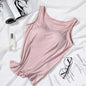 2023 Women's Vest Tops with Built In Bra Neck Vest Solid Color Padded Slim Fit Tank Tops Sexy Shirts Feminino Casual Tank Tops
