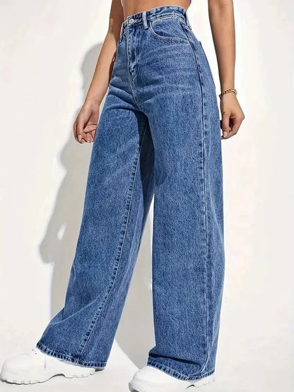 Spring 2026 New High Waist Straight Slim Jeans Women Mopping Wide Legs European and American Loose Jeans