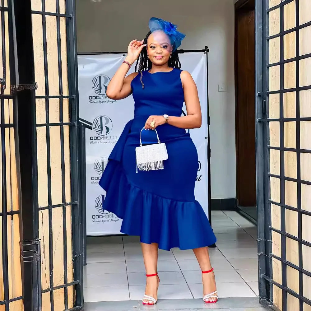 Summer Dress for Women 2024 Casual Solid Ruffle Hem Irregular Sleeveless Party Birthday Wedding Maxi Long Dresses Women