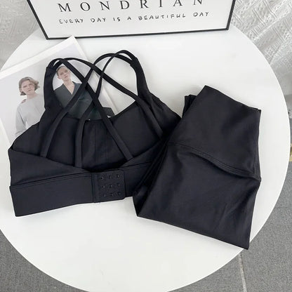 2 Piece Yoga Clothes Women's AthleticWear Gymwear Workout Clothes Gym Crop Top High Waist Legging Fitness Bra Set Sports Suits👚