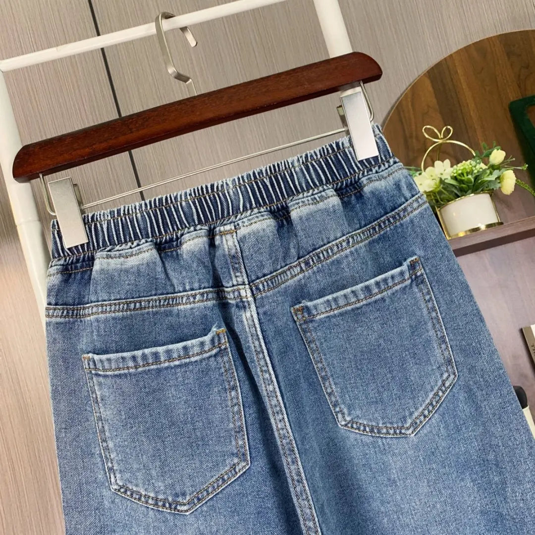 Autumn Winter 2025 Denim Jeans For Women High Waist Blue Color Wide Leg Loose Denim Pants Trousers High Street Women's Jeans