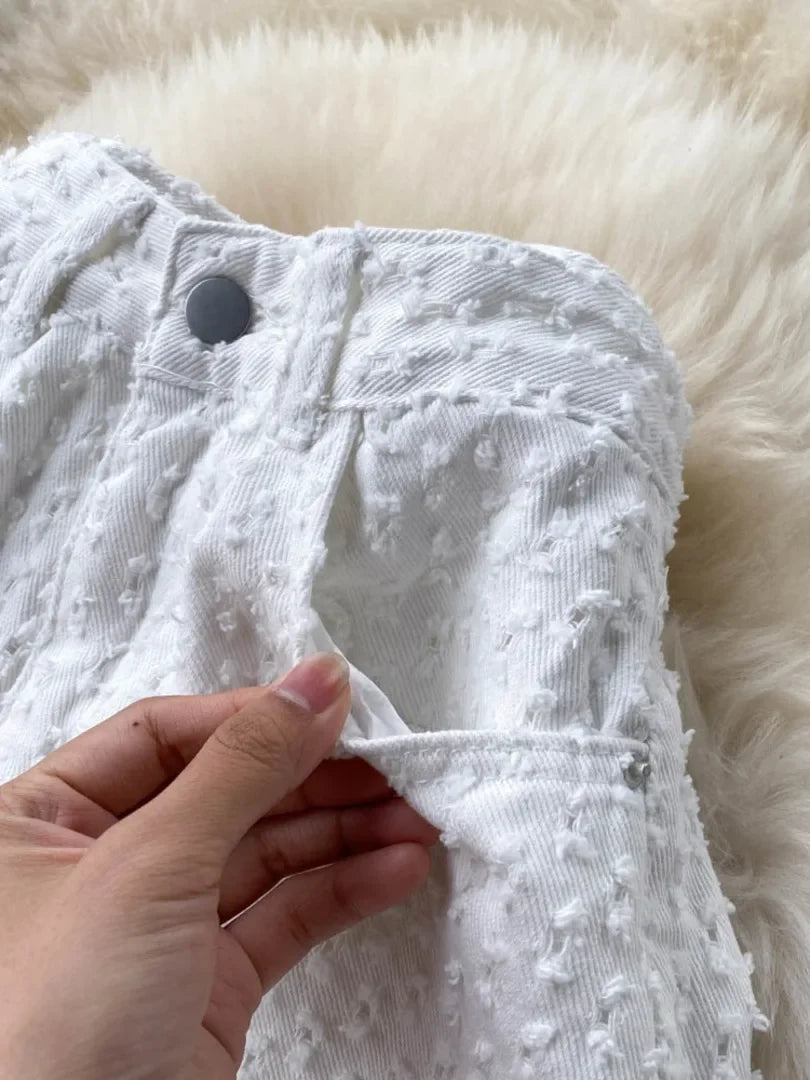 Ripped Jeans for Women Casual Streetwear New Spring Autumn High Waist Straight Leg Pants Fashion White Blue Denim Trousers