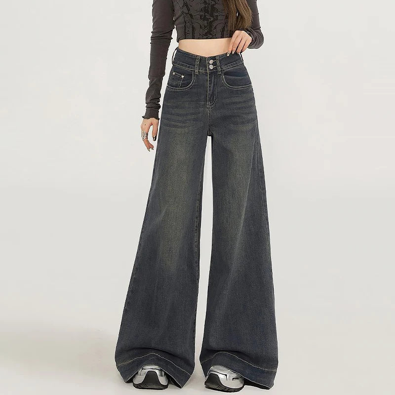 Wide Leg Jeans For Women In Spring And Autumn New High Waisted Loose Floor Jeans