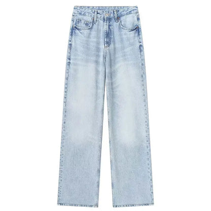 HH Female Fashion Denim Jeans Loose Solid Long Pants With Gradient All Match Streetwear Mujer Casual Baggy Chic Trousers