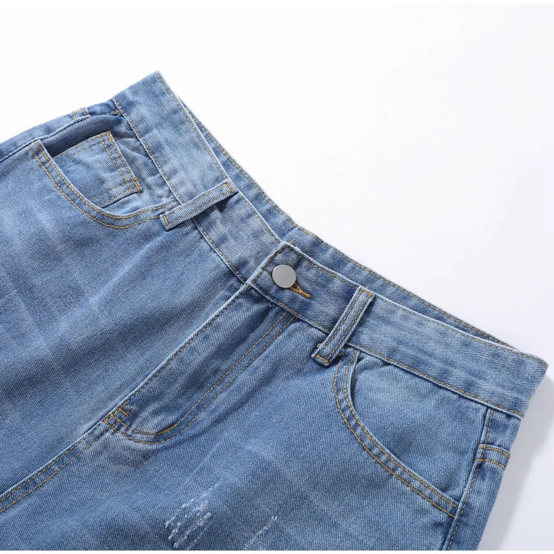 Casual Straight Jeans Women High Waisted Washed Skinny Ripped Slim Denim Pants 2025 Autumn Fashion Trend Commute Lady Trousers