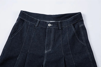 Pleated Baggy Jeans Men Loose Wide Leg Jeans Trousers Streetwear Harajuku Hip Hop Jeans Denim Pants