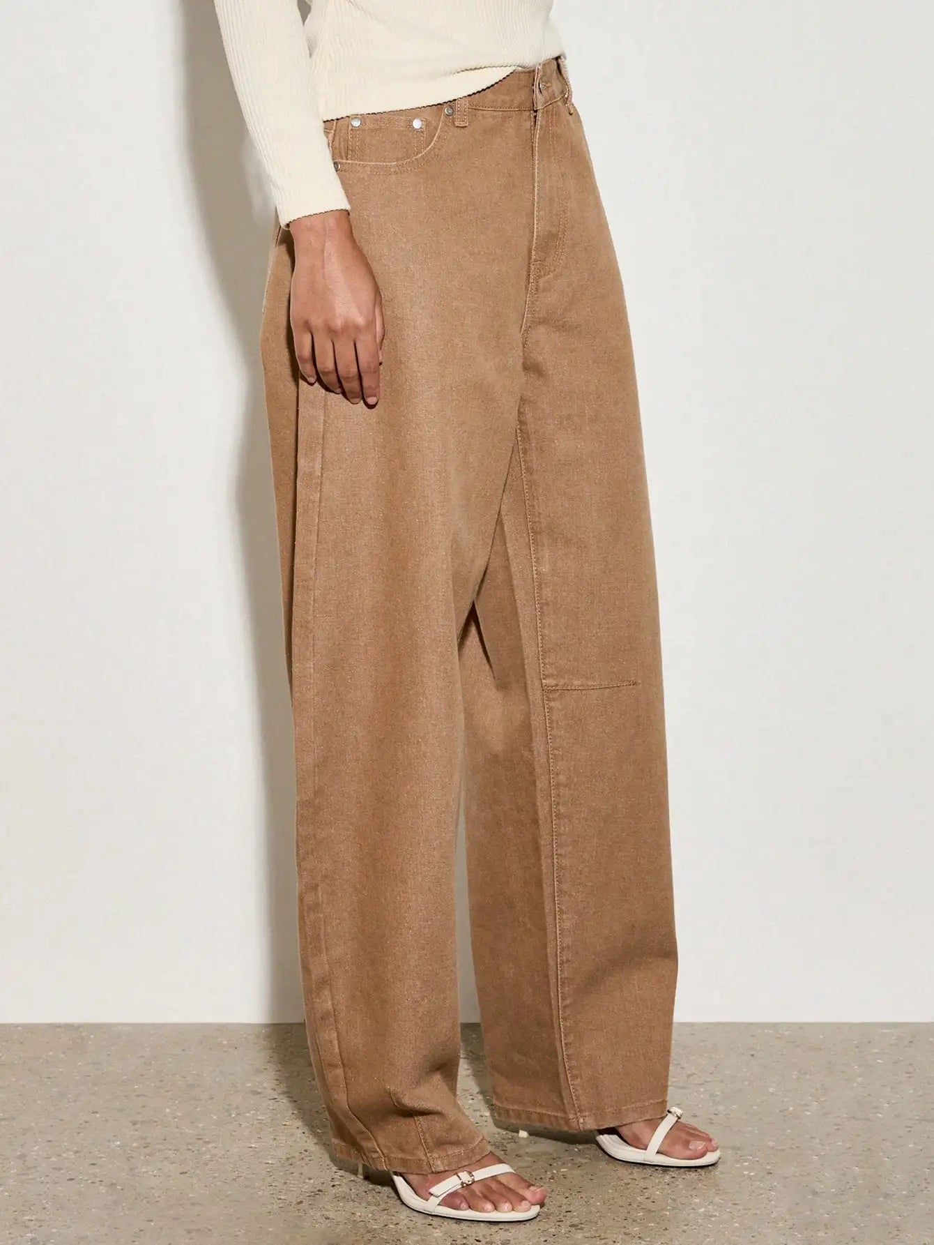 European style  American retro  high waisted wide leg jeans for women  new style for spring summer 2025  loose and slimming effe