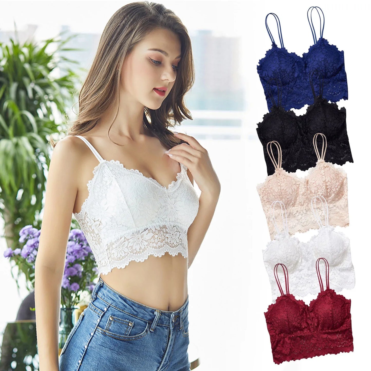 Women's Sexy Bra Top Solid Color Vest Lace Seamless Breathable Top Tank Tops for Women Crop Top Tank Tops for Women Womens Tank