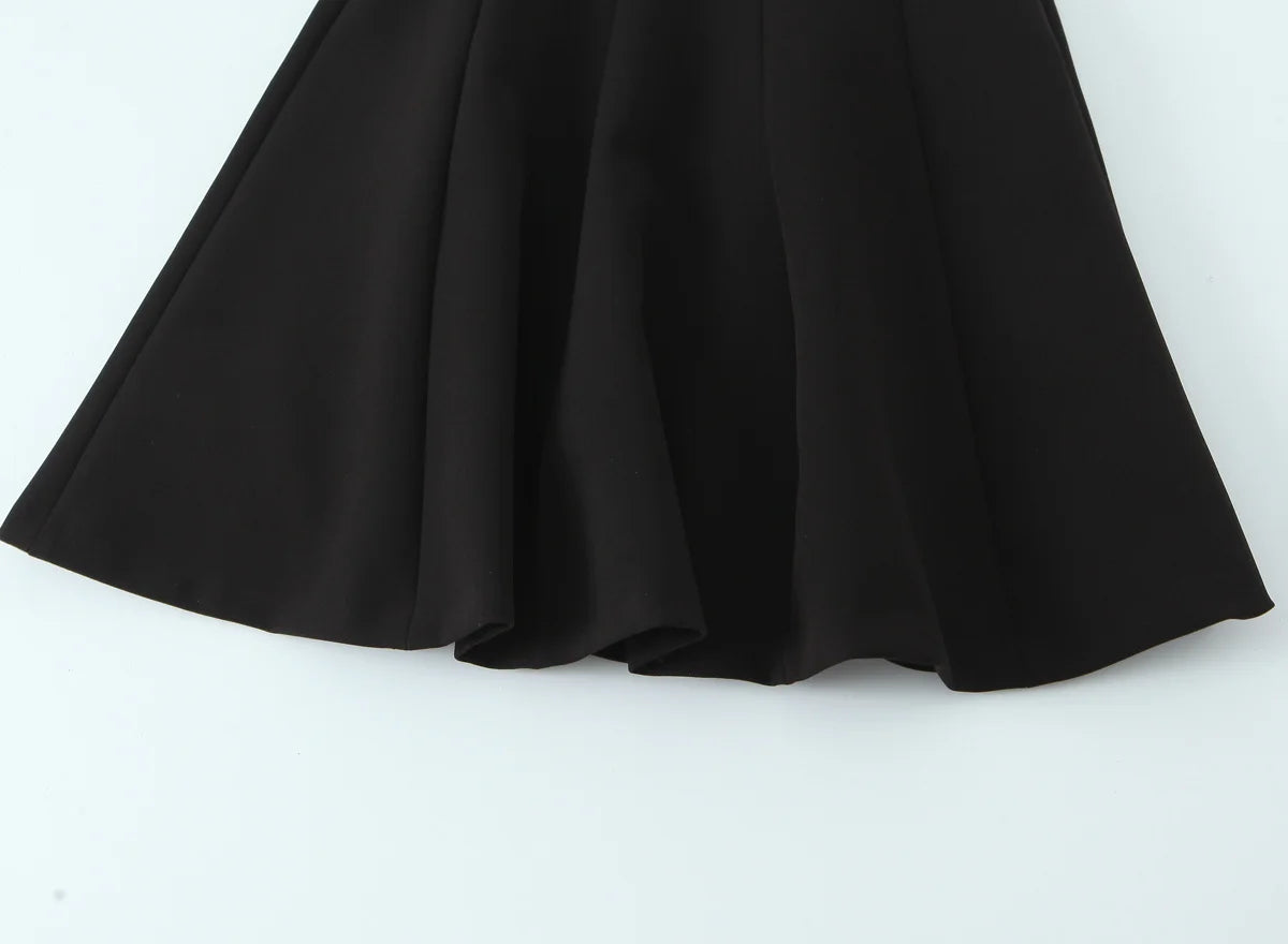 HH Women's New Fashion Mini Dress White Black V-Neck Backless Zipper Decorate Female Summer Sexy Chic Sleeveless Dresses