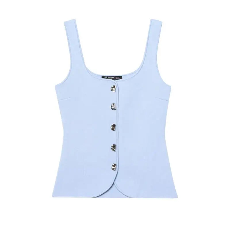 Tops Women's 2025 New Summer Knit Tops Fashion Elastic Slim Knit Elegant Holiday Young Women Tops Street Chic Student Camis Tops