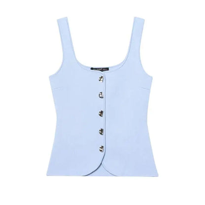 Tops Women's 2025 New Summer Knit Tops Fashion Elastic Slim Knit Elegant Holiday Young Women Tops Street Chic Student Camis Tops