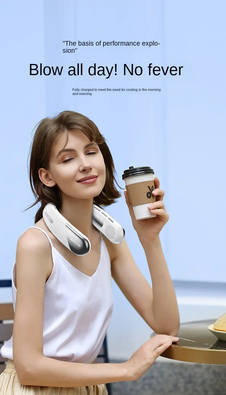 Xiaomi Portable Neck Fan Mini Bladeless Silent Neckband Fan USB Rechargeable 3 Speeds Mute Wireless Electric Cooler For Sport