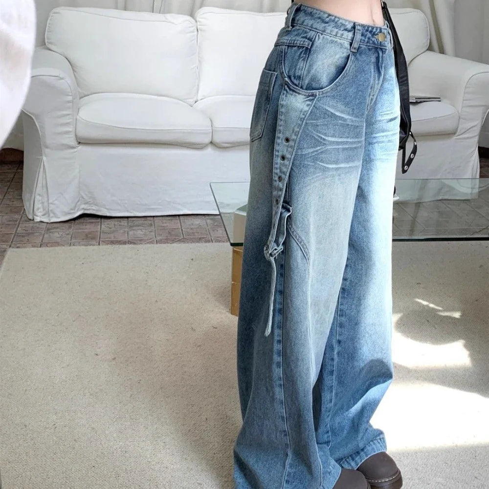 Womens Jeans High Waist Shot Pants for Women Straight Leg with Pockets Trousers Medium Hippie Good Quality Size X Larg Cool Xxl