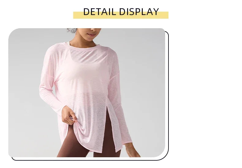 Gym Sports Tops Workout T-shirts Women Yoga Clothing Running Loose Slim Quick Dry Training Long Sleeve Blouse Fitness Tops👚