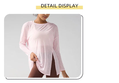 Gym Sports Tops Workout T-shirts Women Yoga Clothing Running Loose Slim Quick Dry Training Long Sleeve Blouse Fitness Tops👚