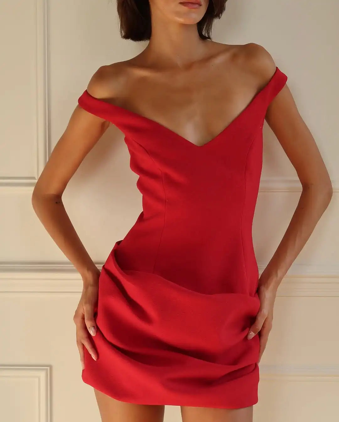 Women Strapless Sexy V-neck Mini Dress Elegant Backless Off Shoulder Pleated Slim Dresses 2026 Lady Evening Party Vestidos New