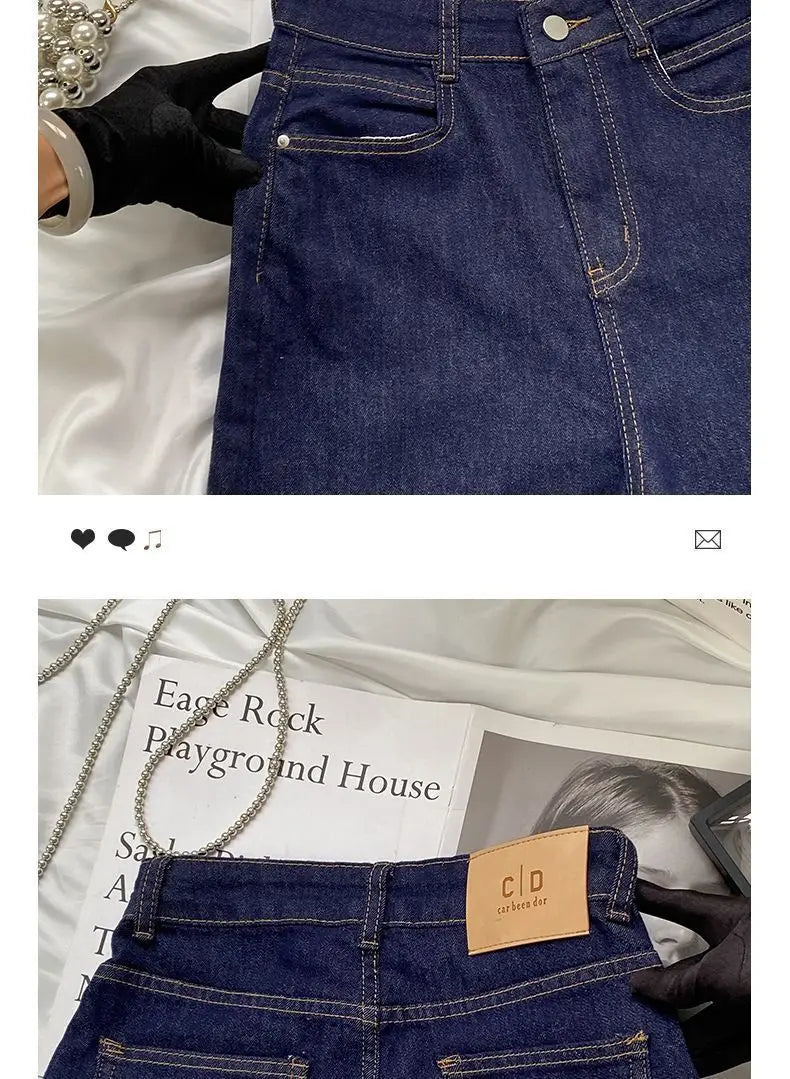 Blue Straight Jeans for Women Early Autumn Autumn 2024 New High Waist Slimming Loose Drooping Wide-Leg Pants