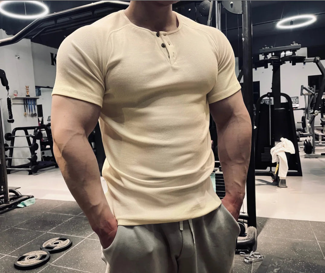 Gym Men's Summer Sports Quick Dry Tight Muscle Short Sleeve T-shirt Fitness Training Casual Tops Slim Man Bodybuilding Clothing