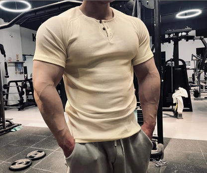 Gym Men's Summer Sports Quick Dry Tight Muscle Short Sleeve T-shirt Fitness Training Casual Tops Slim Man Bodybuilding Clothing