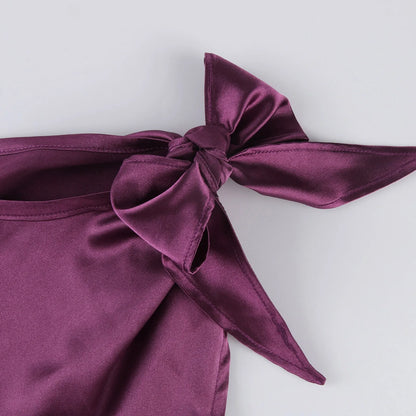 Womens Tops 2024 Pullover Fashionable And Sexy Women'S Solid Color Satin Pullover One-Shoulder Sleeveless Top топ летний