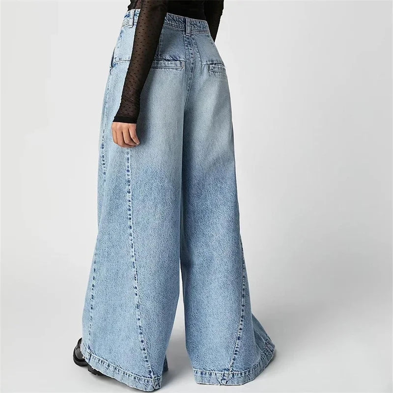 Fashion Vintage High Waist Wide Leg Jeans Women Loose Denim Pants Female Daily Commuter Casual Flared Trousers Trend Streetwear
