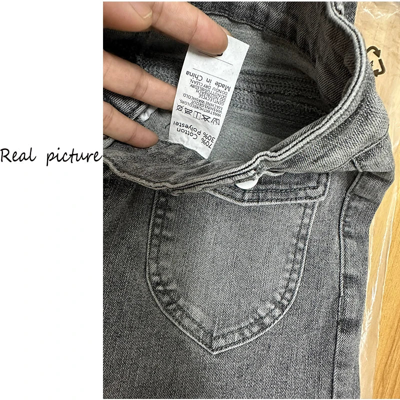 Vintage High Street Low-Waisted Jeans Women 2025 New All-Match Wide Leg Y2K Denim Trousers Female Sexy Slim Fit Flares Pants