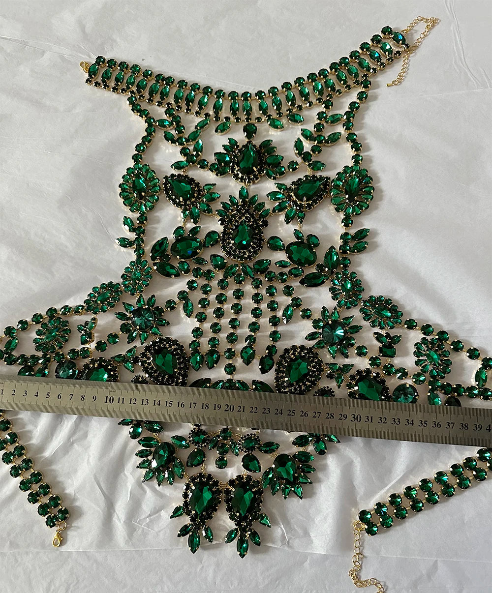 CUIER Luxurious Black Tops for Women Body Chain Jewelry Gun-black