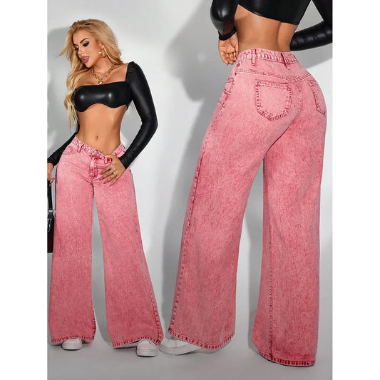 Fashionable Loose Women's Jeans High Waist Straight Leg Summer New Style Trendy All-Match Long Pants Cross-Border Clothing