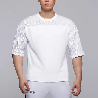 2023 Summer Gym T-Shirts fitness Oversized Breathable Men T Shirt High Quality Bodybuilding Men Clothes Top Tee